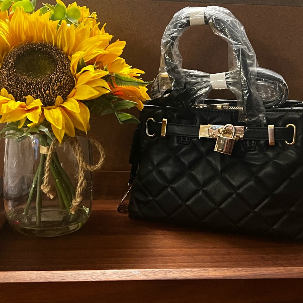 Chic Black Quilted Badgley Mischka Satchel